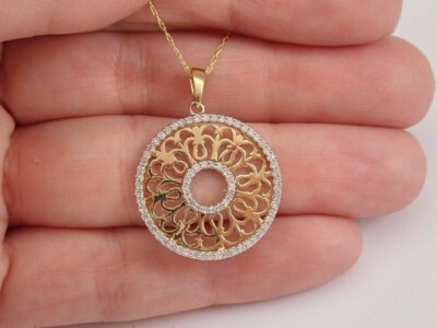 3Ct Round Cut Lab Created Diamond Women's Pendant 14k Yellow Gold Plated Silver