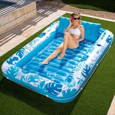 Sloosh XL Inflatable Tanning Pool Lounger Float for Adults, 85" x 57" Extra L...