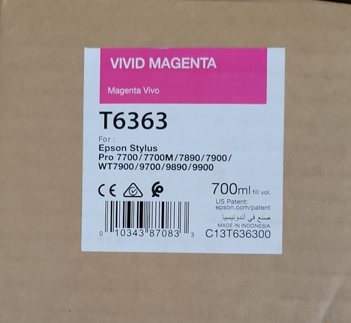 Sealed Genuine Exp.2020 Epson T6363 Vivid Magenta Ink Cartridge Pro 7900 9900 - Photo 2/5