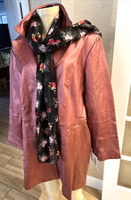 Chadwicks Of Boston Pink Metallic Leather Jacket 18w Nwts Free Scarf Hearts Mbc