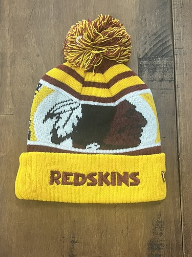 WASHINGTON REDSKINS NFL NEW ERA KNIT BEANIE 3-TONE STRIPE BIG LOGO - Picture 2 of 4