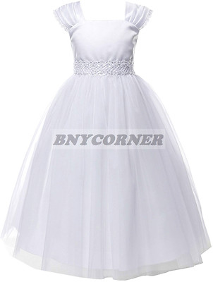 New White First Holy Communion Flower Girl Dress Wedding Baptism
