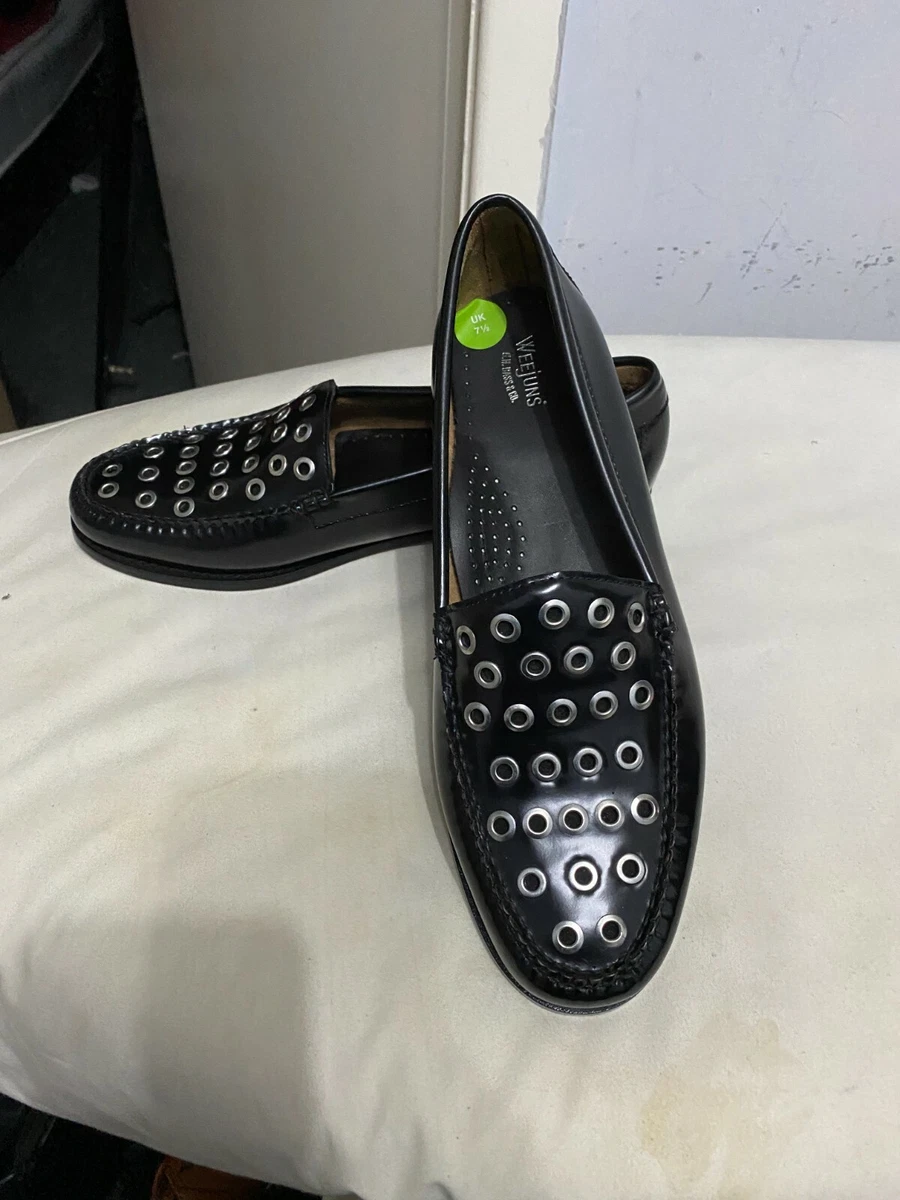 Bass Weejuns Classic Women s Black Studded Penny Loafers USA Shoes