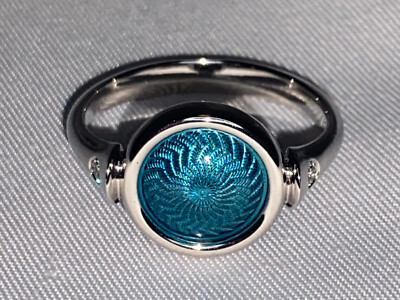 Victor Mayer - Weißgoldring 18K, Feuer-Emaille, 2 Brillanten 0,05 ct - Limitiert