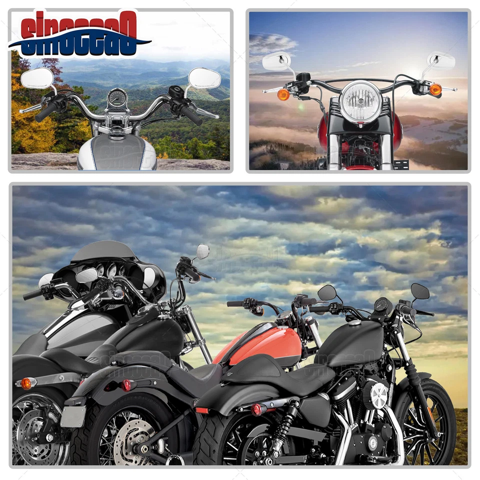 Espejos retrovisores cromados para Harley Davidson Sportster XL 1200 883 FLSTC FLSTF Foto 2 de 4