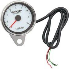 Drag Specialties Polished 2.4in. Mini Electronic 8000 RPM Tachometer 2211-0032