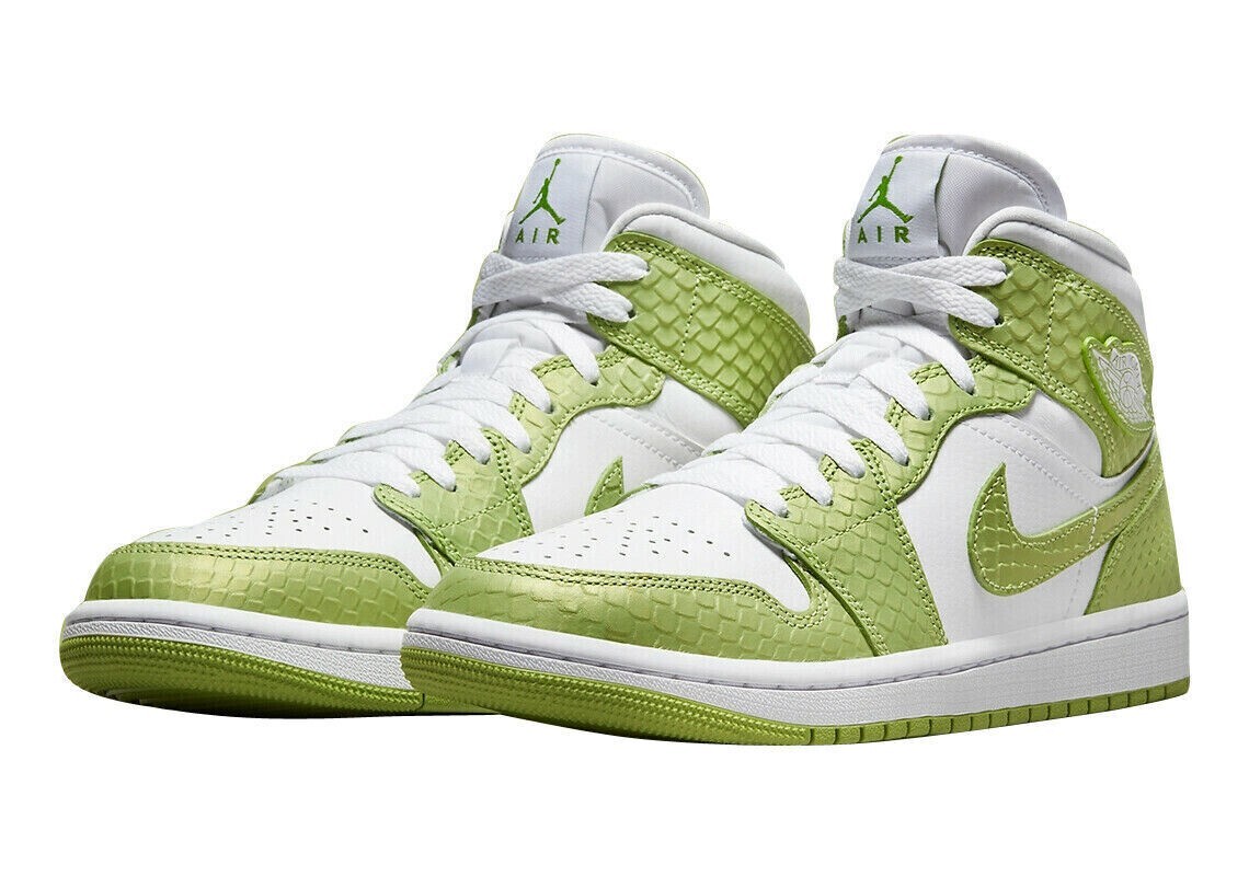 NEW NIKE Air Jordan 1 Mid SE White/Vivid Green-White DV2959