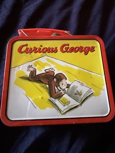 Curious George Mini Lunch Box, Metal, Reading a Book, Universal Studios, 5.5x4.5