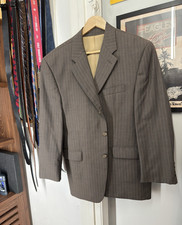 Ralph Lauren Brown Pinstripe Wool Blazer 3-Button SB Notch 42R Vent