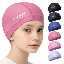 Fabric Swim Cap for Adult Women Men Kid 3 4 6 8 14 16 Silicone Water-Resistan...