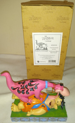 JIM SHORE ENESCO FRED FLINTSTONE & DINO PREHISTORIC MAN'S BEST FRIEND FIGURE MIB
