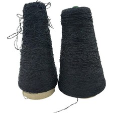 Vintage Lot of 2 Huntingdon Yarn Mill Black Cone Yarn Lot 4429