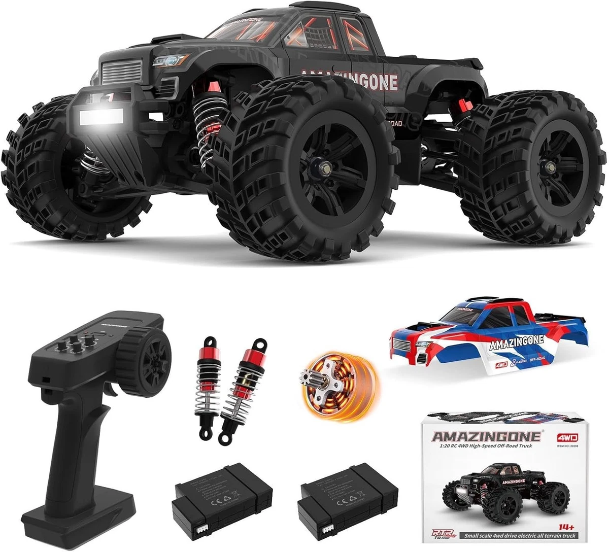 Auto RC Brushless 1/14 Fuoristrada 60+ Mph - Camion Radiocomandato 4x4 Per Adulti
