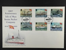 Isle Of Man FDC 1980 150th Anniversary IOM Steam Packet Company Ship Stamps