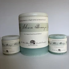 White Barn Candle Co Shore Breeze Pillar Candles 4X5 130 Hr & (2) 2X2 30 Hr READ