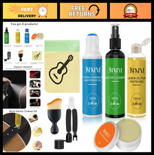 Guitar Cleaning Kit - 8-Piece Care Set with Cleaner, Lemon Oil, Polish Wax & Clo