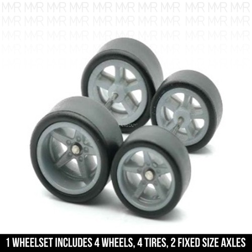 1/64 Scale 5 SPOKE v7 Staggered Real Rider Wheels Rims Tire Set for Hot - Picture 23 of 35