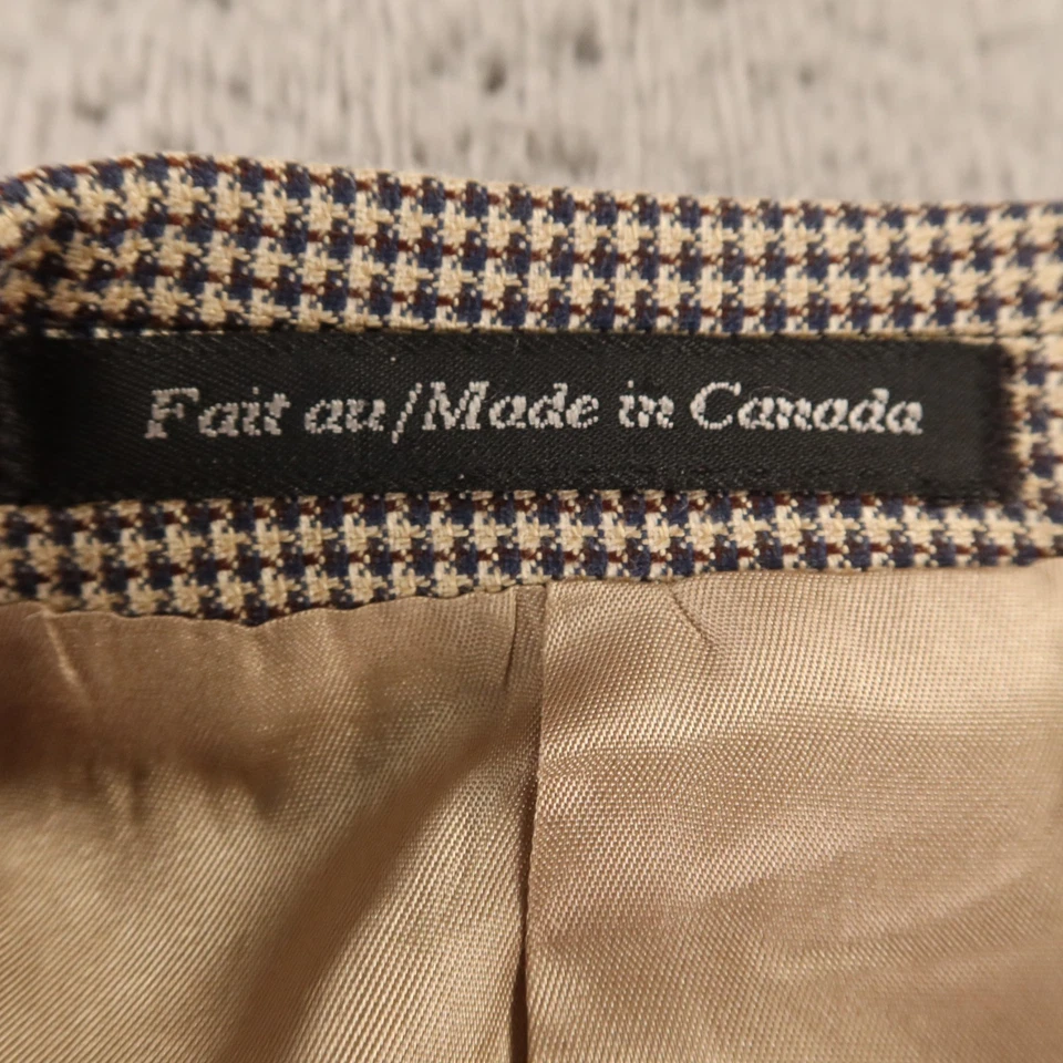 Chaqueta S Cohen M 42R Beige Azul Pata de Gallo Cuadros Bambú Lana Blazer Abrigo Deportivo Foto 3 de 4