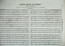Old Antique Print 1856 Sheet Music Whom We Have Here Christmas Macfarren 19th