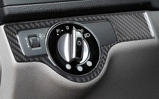 For Benz C-Class 07 Switch Control Cover Trim Real Carbon Fiber Inner Headlight
