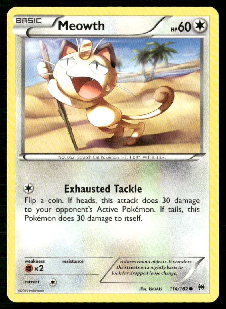 Meowth 114/162 Common BREAKthrough Pokemon Lightly Played