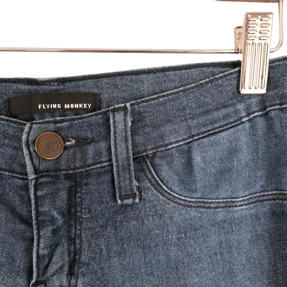 Pantalones de mezclilla ajustados para mujer Flying Monkey talla 0 azules hechos en EE. UU. Foto 3 de 4