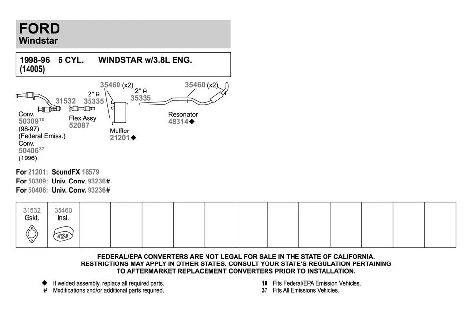 For Ford Windstar 95-03 SoundFX Aluminized Steel Oval Direct Fit Exhaust Muffler - Изображение 3 из 4