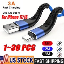 Braided USB C Type C Fast Charging Data Cable Cord for iPhone 17 Pro Max 15 lot