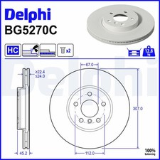 DELPHI Bremsscheiben belüftet Ø307mm für BMW 2 F74 Gran Coupé X2 U10 U11 MINI