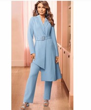 Size 10 Midnight Velvet Blue Formal Wedding Church Party Livia Pant Suit