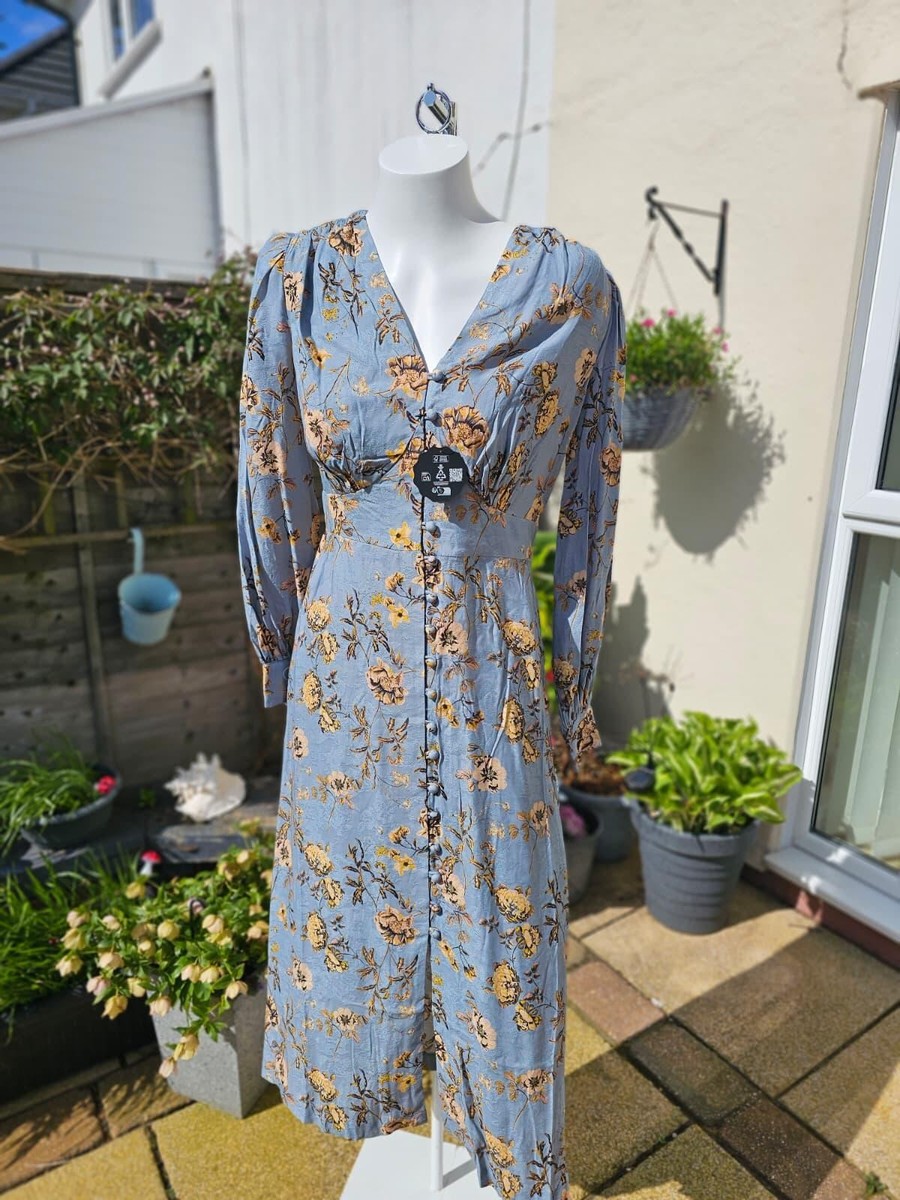 Christina X Joanie Lily Of The Valley Flowers Print Midi Spring Summer Dress  10 | eBay