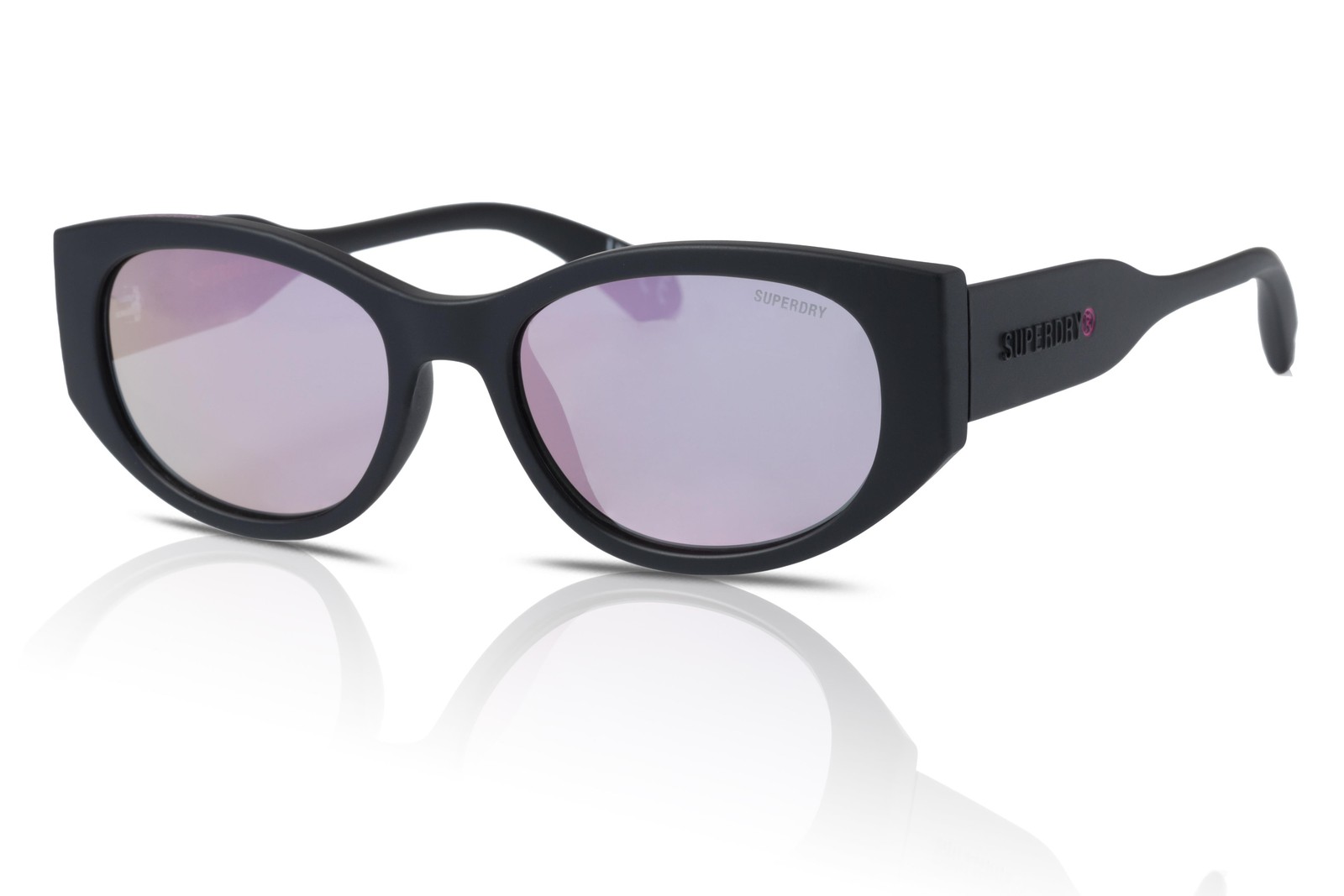Superdry Sunglasses Women's SDS-5007 104 Matte Black/Pink Mirror