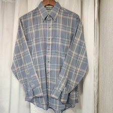 Mens Vintage Saddlebred Single Needle Tailoring Button Up Made In USA Blue Gray