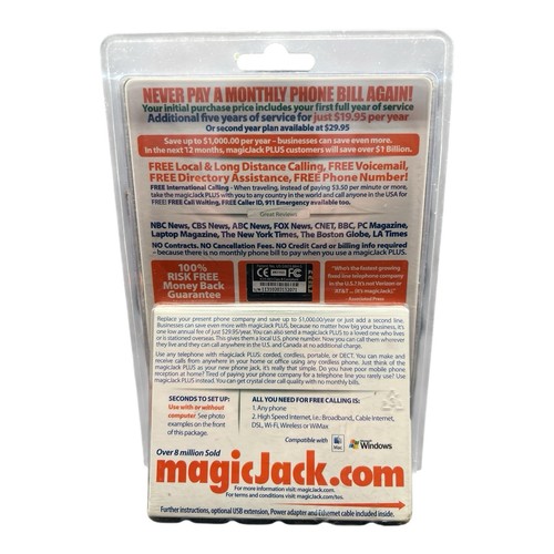 MAGIC JACK PLUS➕| FREE LOCAL & LONG DISTANCE CALLING UNIT | SEALED - Bild 2 von 2