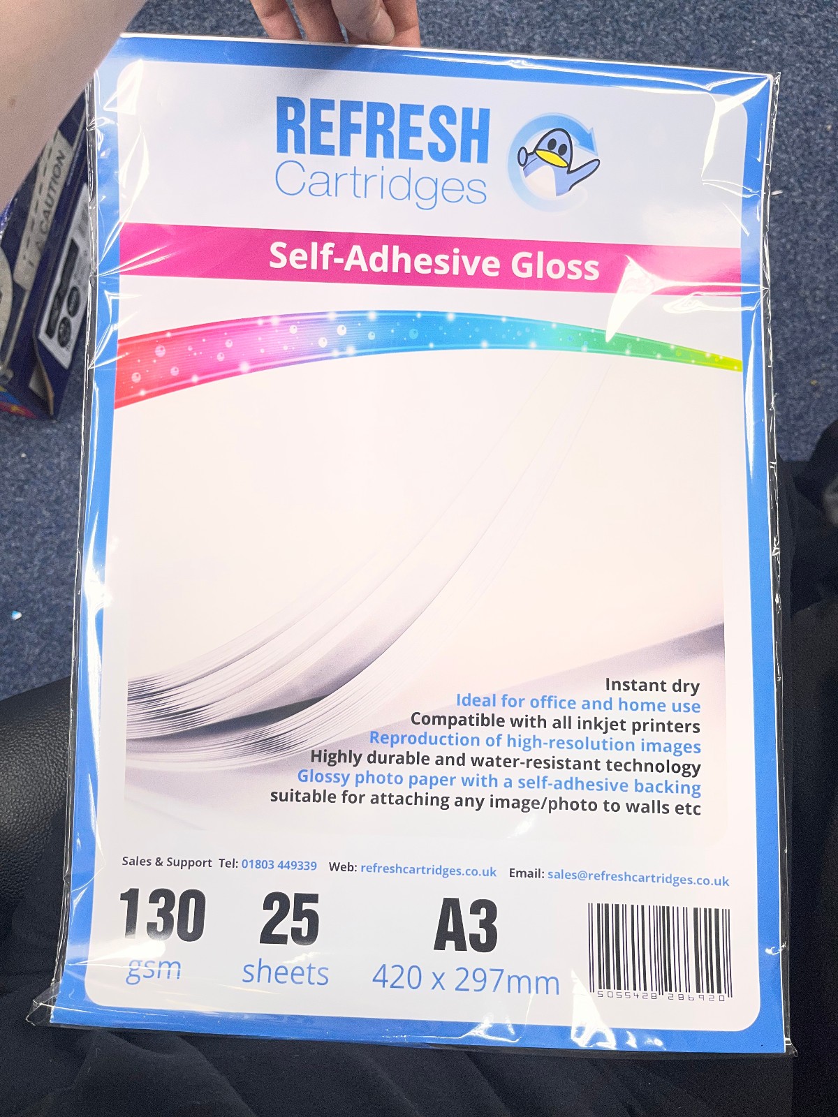 CLEARANCE Refresh Cartridges Glossy A3 Self Adhesive Inkjet Photo Paper 130gsm