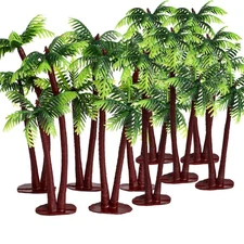 10pcs Plastic Palm Tree Model Trees - Miniature Palm Trees Fake Plastic Trees...