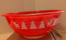 HTF  Pyrex/Corning Red 325 Bowl Snowman Reind...