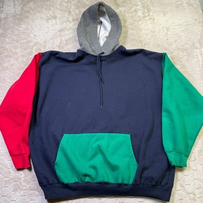 VTG Steeplechase Mens XL Colorblock Pullover Hoodie Harlequin See Pics
