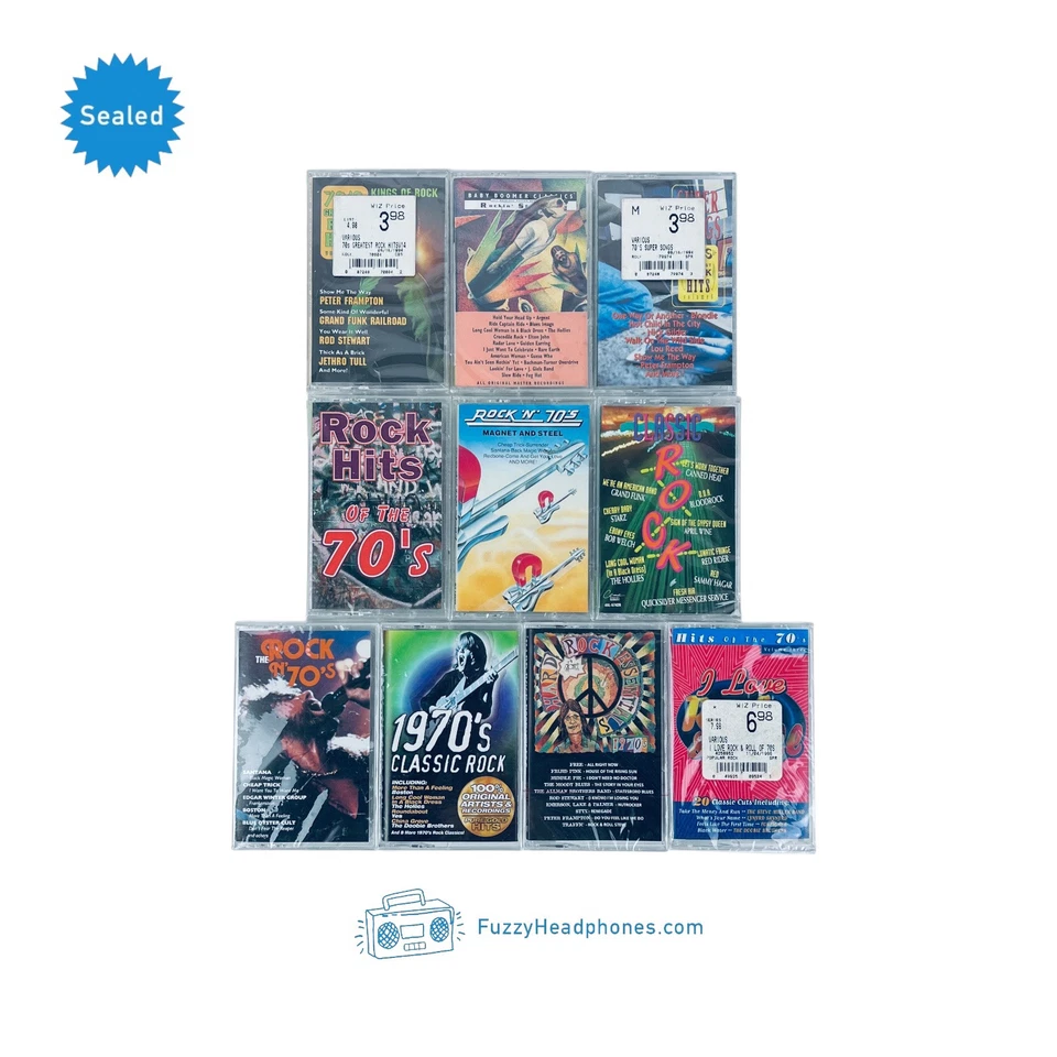 10 SEALED 70s Rock Compilation Cassette Tapes: Skynyrd Traffic Boston Yes Kinks - Image 2 of 3