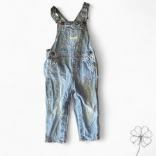 OshKosh B'Gosh Overalls Baby Girl Size 18 Months Denim Blue Jean Heart Print