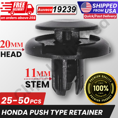 A 19239 Push Type Retainer 20mm Head 11mm Stem Honda 91512-SX0-003, 25-1000PCS