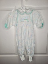 Vintage Baby Dior Pastel Animal Footed Sleeper Romper