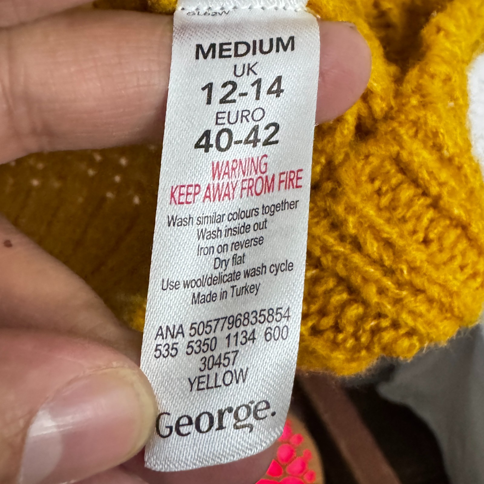 George Mustard Yellow Cable Knit Cowl Neck Sweater image 6