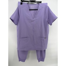 FIGS Technical Collection Purple Scrub Set Zamora 2.0 Jogger Pants V-Neck Top L