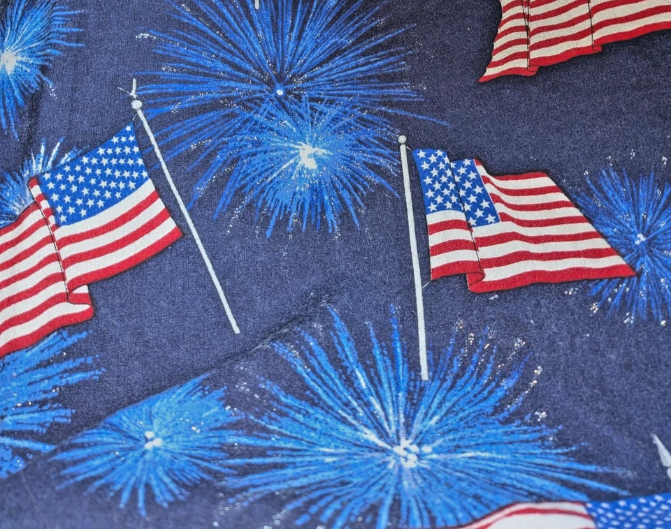 36 x 43 - Patriotic American Flag Fireworks Cotton Fabric Hemmed - Image 2 of 4