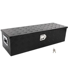 39"X13"X10" PICKUP TRUCK TRUNK BED TOOL BOX TRAILER STORAGE+LOCK ALUMINUM BLACK