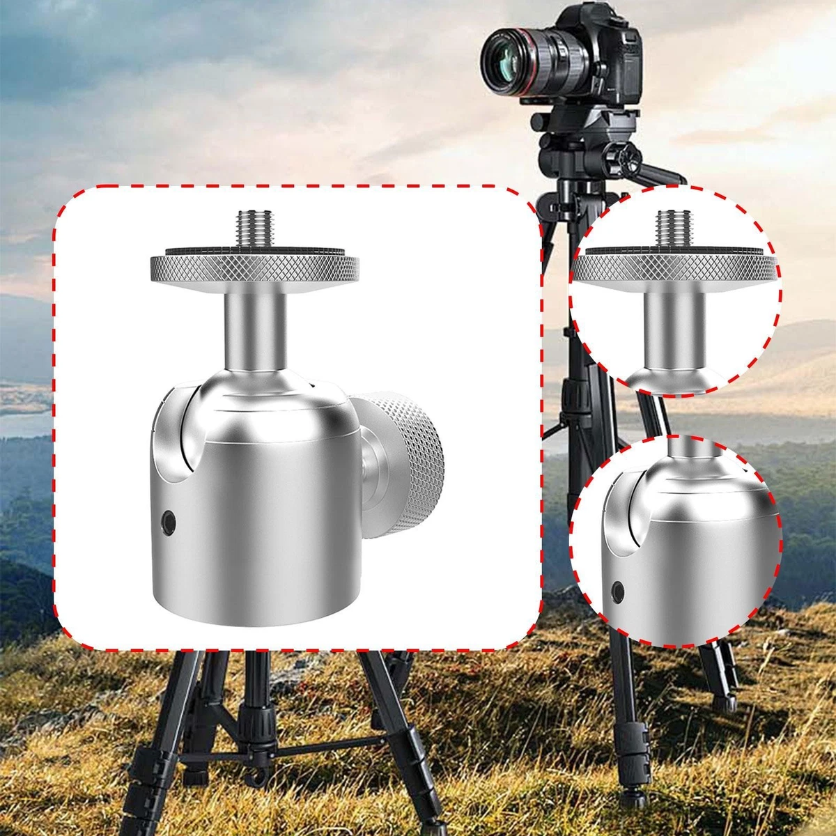 Mini Rotule 360° Pour Caméra - Support Montage 1/4" Pour DSLR Et Caméscope (Noir)
