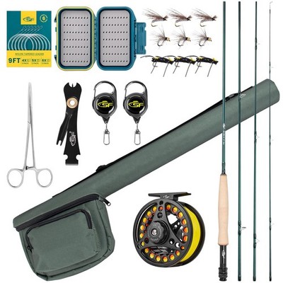 Fly Fishing Rod Combo Starter Kit Piece 4WT 8FT Emerald Green