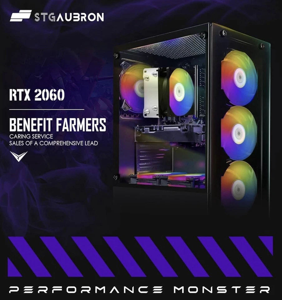 STGAubron 游戏 PC 电脑台式机,Radeon RX 580 4G GDDR5,英特尔 i7 至强 E5 — 第 2/4 张图片