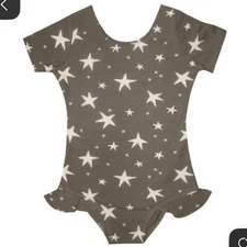 Rylee + Cru Taupe Leotard with Ivory Stars Dance Gymnastics 6-7